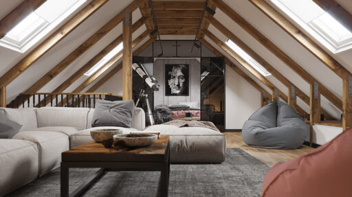 ДИЗАЙН МАНСАРДЫ В КОТТЕДЖЕ OAK GROWE